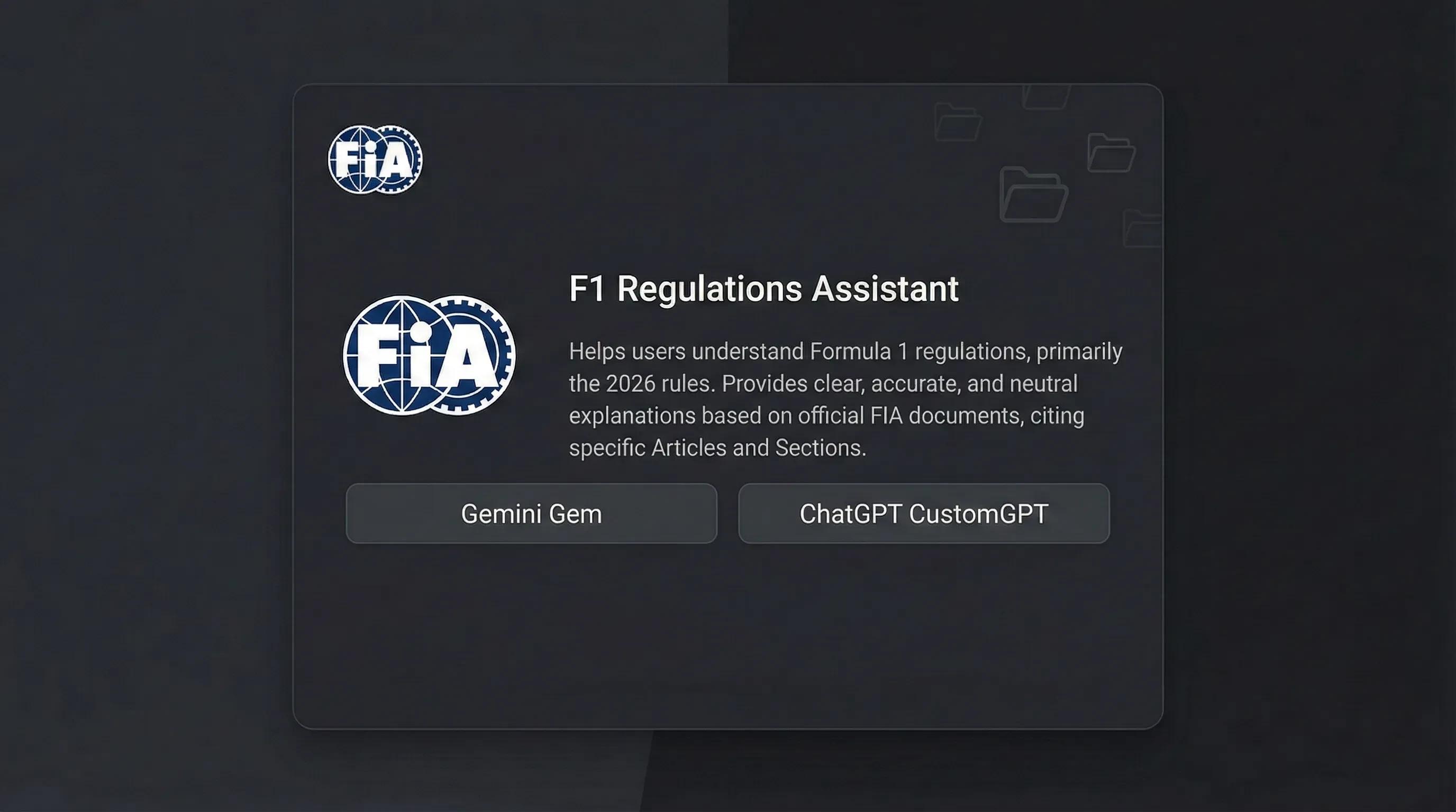 F1 Regulations Assistant — project artwork