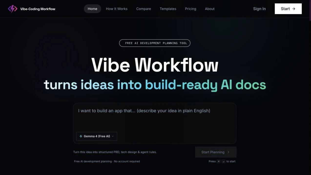 Vibe Workflow planning interface